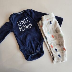 Cloud Island Little Peanut Blue Onesie And Elephant Leggings  Baby Outfit NB